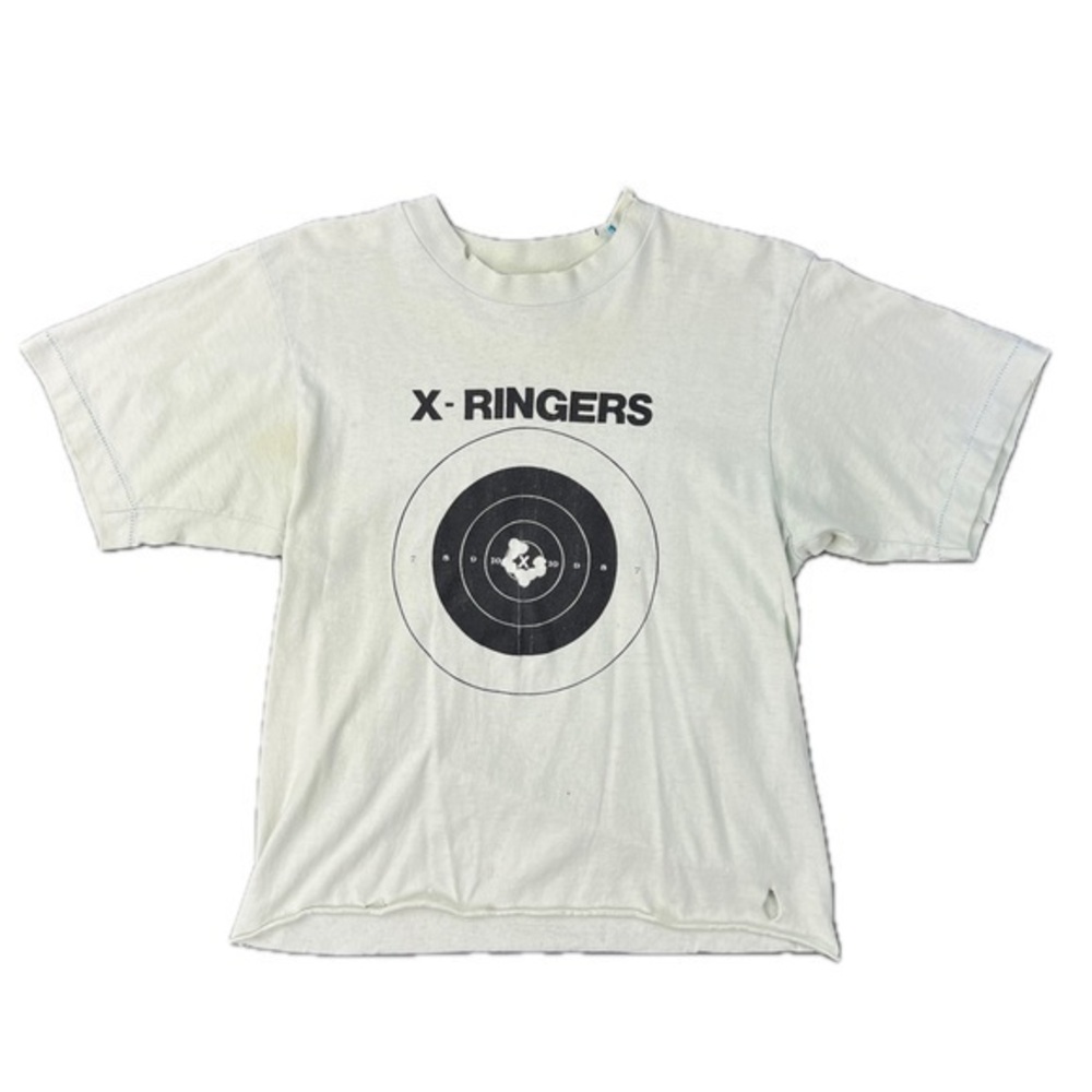 1980s FOTL Vintage Gun X RINGERS Bullseye Graphic spell out on off white Tee 🔫